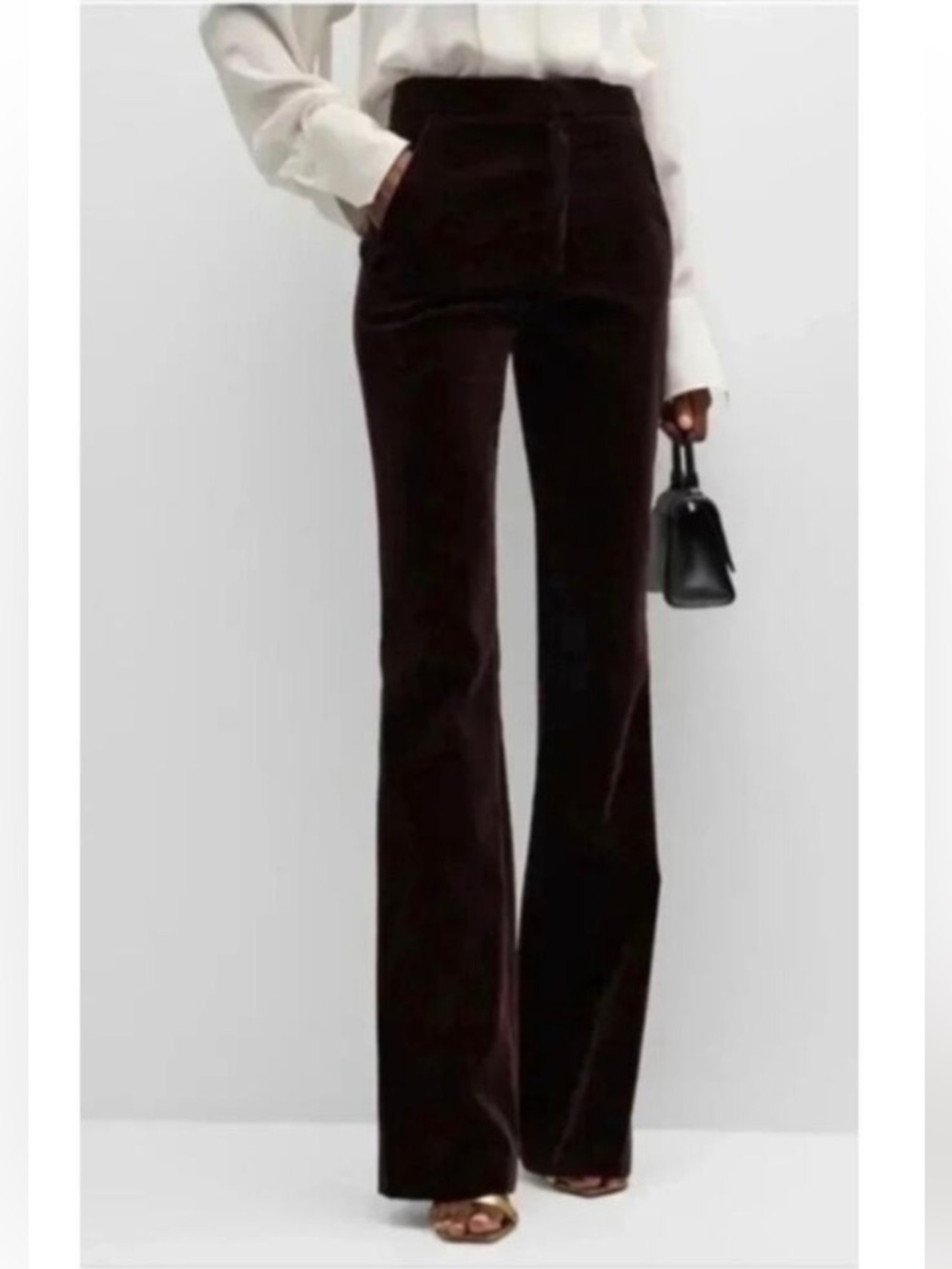 A.L.C. Sophie II Velvet Flare Pants in Chocolate Brown NWOT